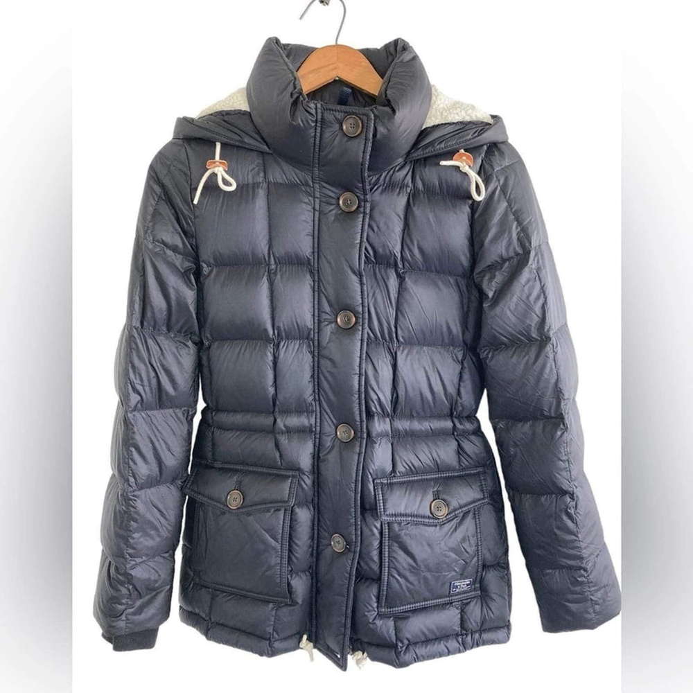 Abercrombie & Fitch Goose Down Sherpa Hoody Puffer Parka Coat Women’s Small - Picture 1 of 10